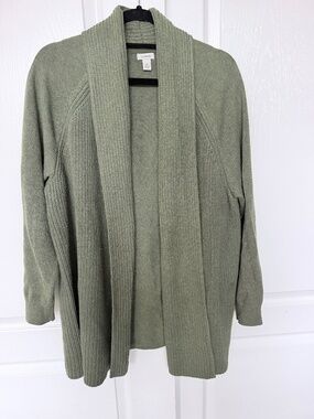 LLBean plus size Khaki green cardigan sweater